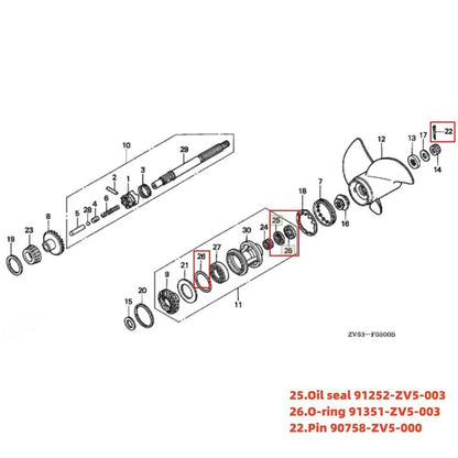 Lower Unit Seal Kit & O-ring Gasket for Honda BF35A BF40A BF45A BF50A
