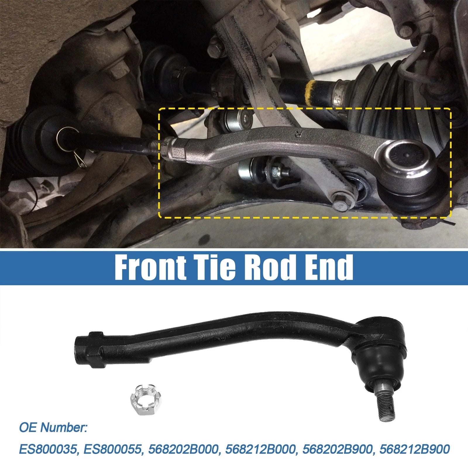 2pcs Front Suspension Tie Rod End Links Replacement for Hyundai (2000–2010)