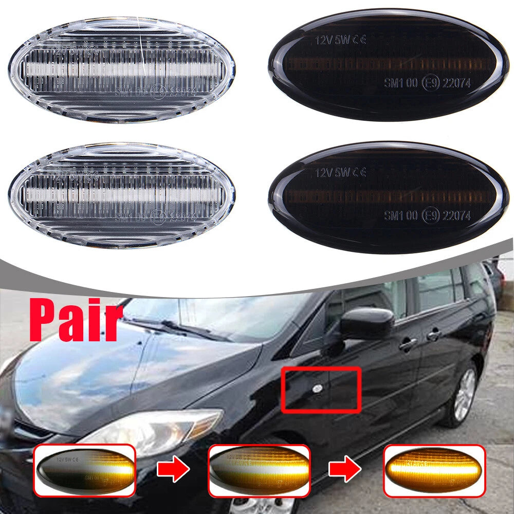 Sequential LED Side Marker Turn Signal Lights for Mazda 3 6 5 2 MPV BT-50 (2004–2023)