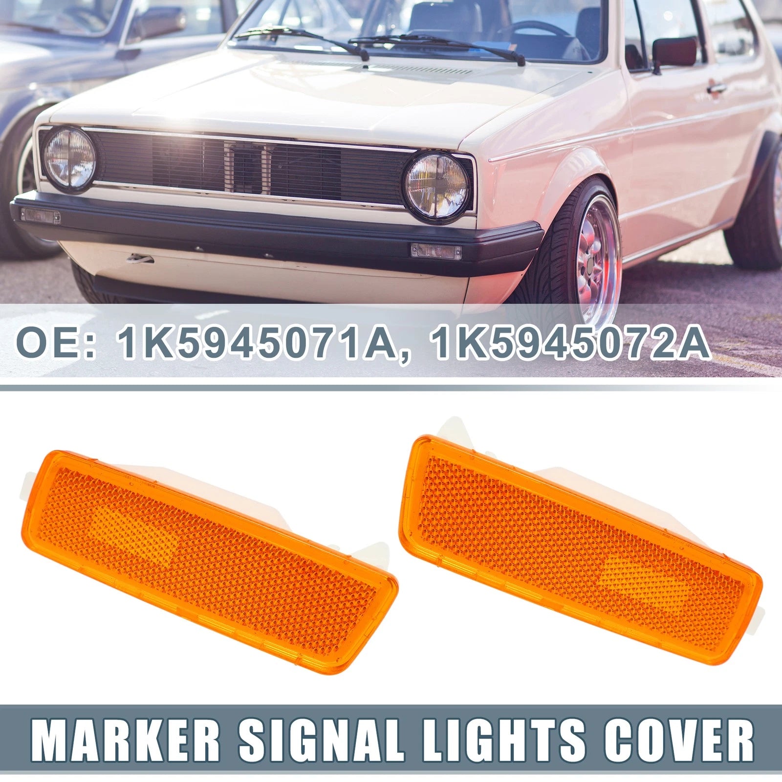 Front Bumper LED Side Marker Lights Cover Set for Volkswagen Jetta Yellow (1 Pair)