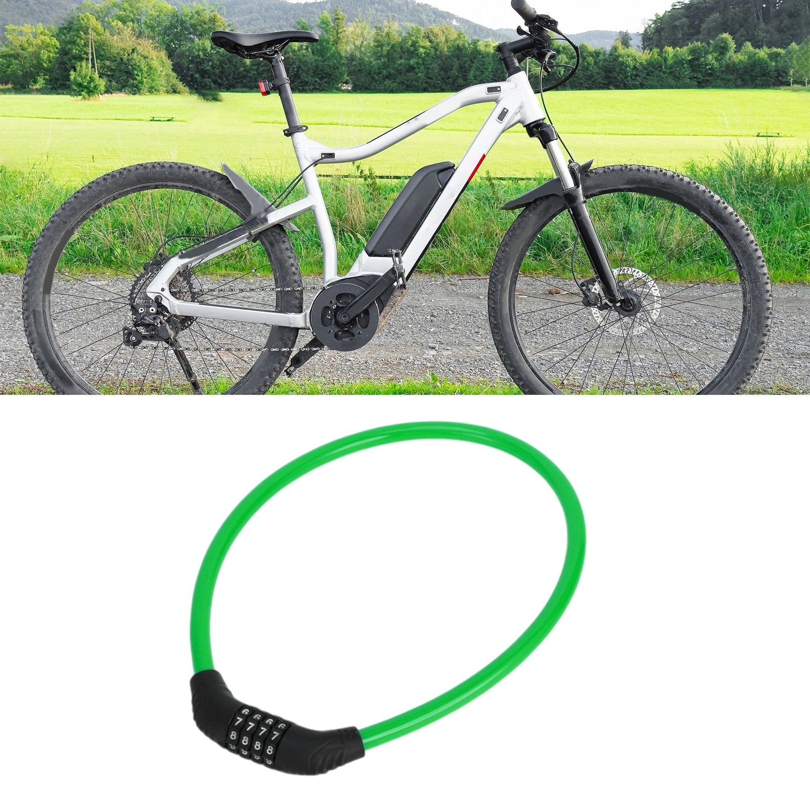 Resettable 4 Digit Combination Chain Bike Lock Security for Green Bicycle