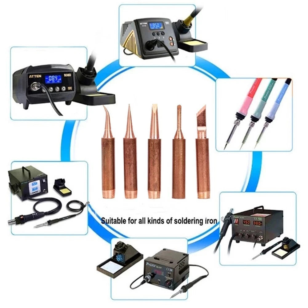 5pcs Set Soldering Tip Copper for Lower Temperature Soldering