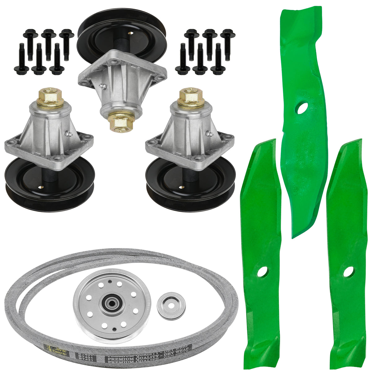 Mower Spindles w Blades Pulley Belt Replacement Kit for Cub Cadet (2000–2019)