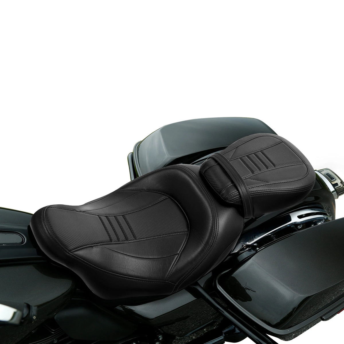 Black Gel Driver Passenger Seat for Harley Touring Ultra Limited (2009–2023)