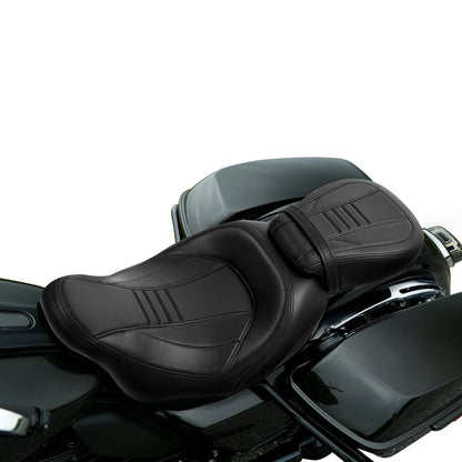Black Gel Driver Passenger Seat for Harley Touring Ultra Limited (2009–2023)