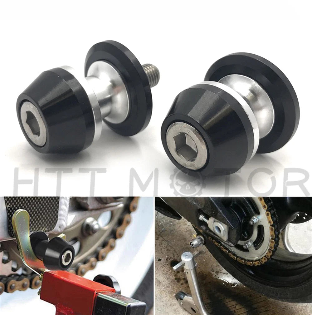 2X CNC Swingarm Spools Sliders for Universal Motorcycle 6MM Black