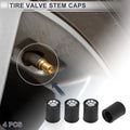 Tire Valve Stem Caps Dust Covers Black Replacement for Bicycle Motorcycle (4 Pcs)