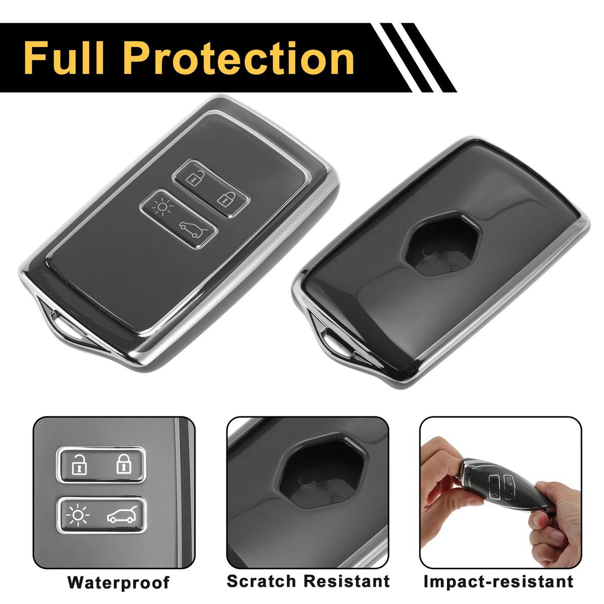 TPU Silicone Car Key Case for Renault Arkana (2020–2023) - Gray/Silver Edge