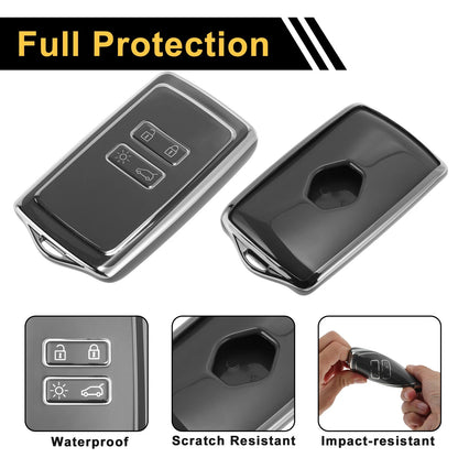TPU Silicone Car Key Case for Renault Arkana (2020–2023) - Gray/Silver Edge