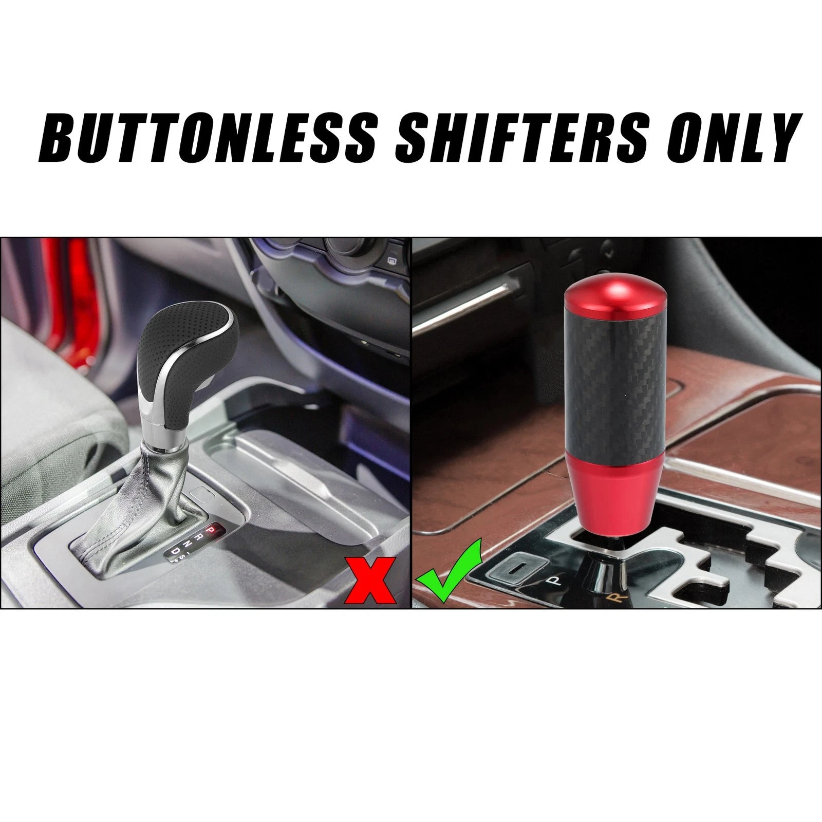 1X Gear Shift Knob for Universal Vehicles (Carbon Fiber Pattern, Red)