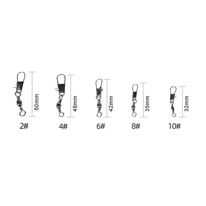 200pcs Fishing Swivels Hook Connectors for Rivers Lakes Marine Use