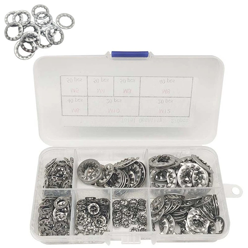 270Pcs Stainless Steel Internal Tooth Washers for Secure Fastening Solutions