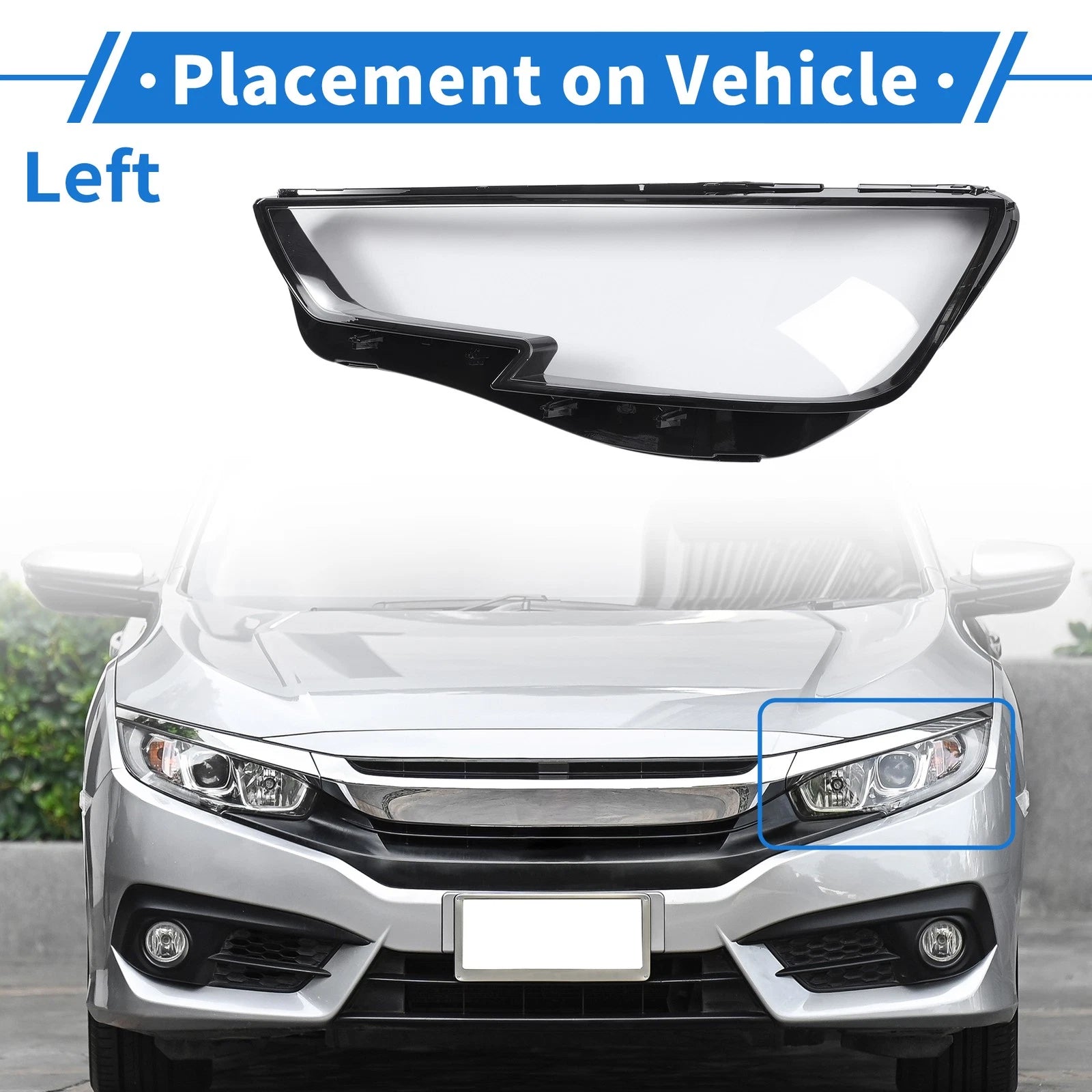 Front Left Headlight Lens Cover Replacement for Audi A4 (2016–2019)