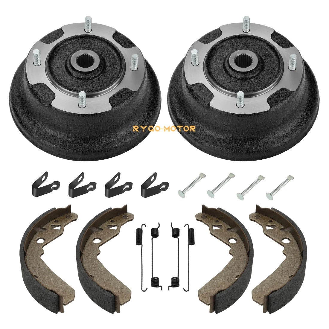 2X Front Brake Drum Kit W/Bolts & Shoes for Kawasaki Mule 600 610 SX (2016–2020)