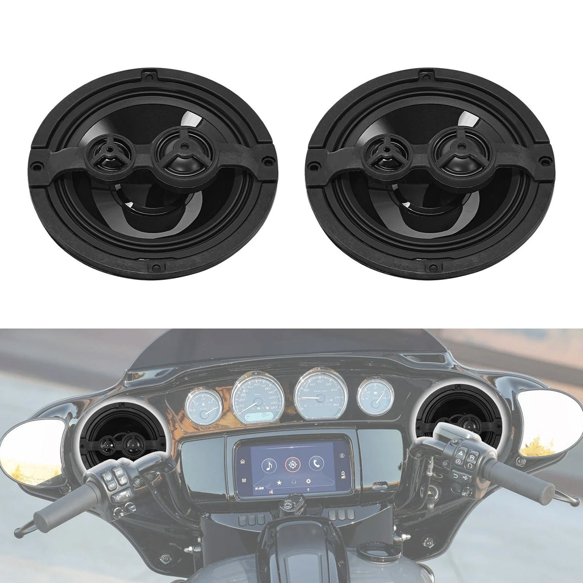 Pair 6.5" Front Fairing Speakers for Harley Touring Electra Street Glide (2014–2023)
