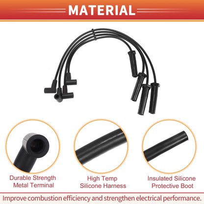 Set of 4 Spark Plug Wires for Chevrolet Cavalier L4 (No. 12192093)