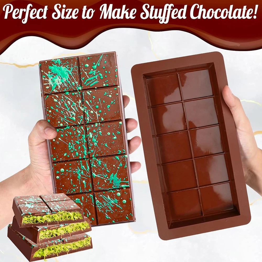 For Dubai Silicone Chocolate Bar Molds with 10 Cavities for Chocolate, Sweet