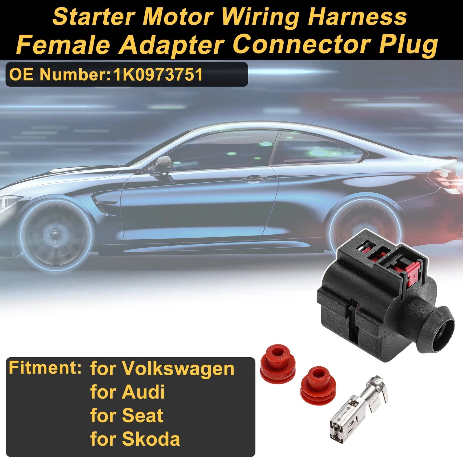 1 Pin Starter Motor Wiring Harness Connector Plug for Volkswagen (2000–2010)
