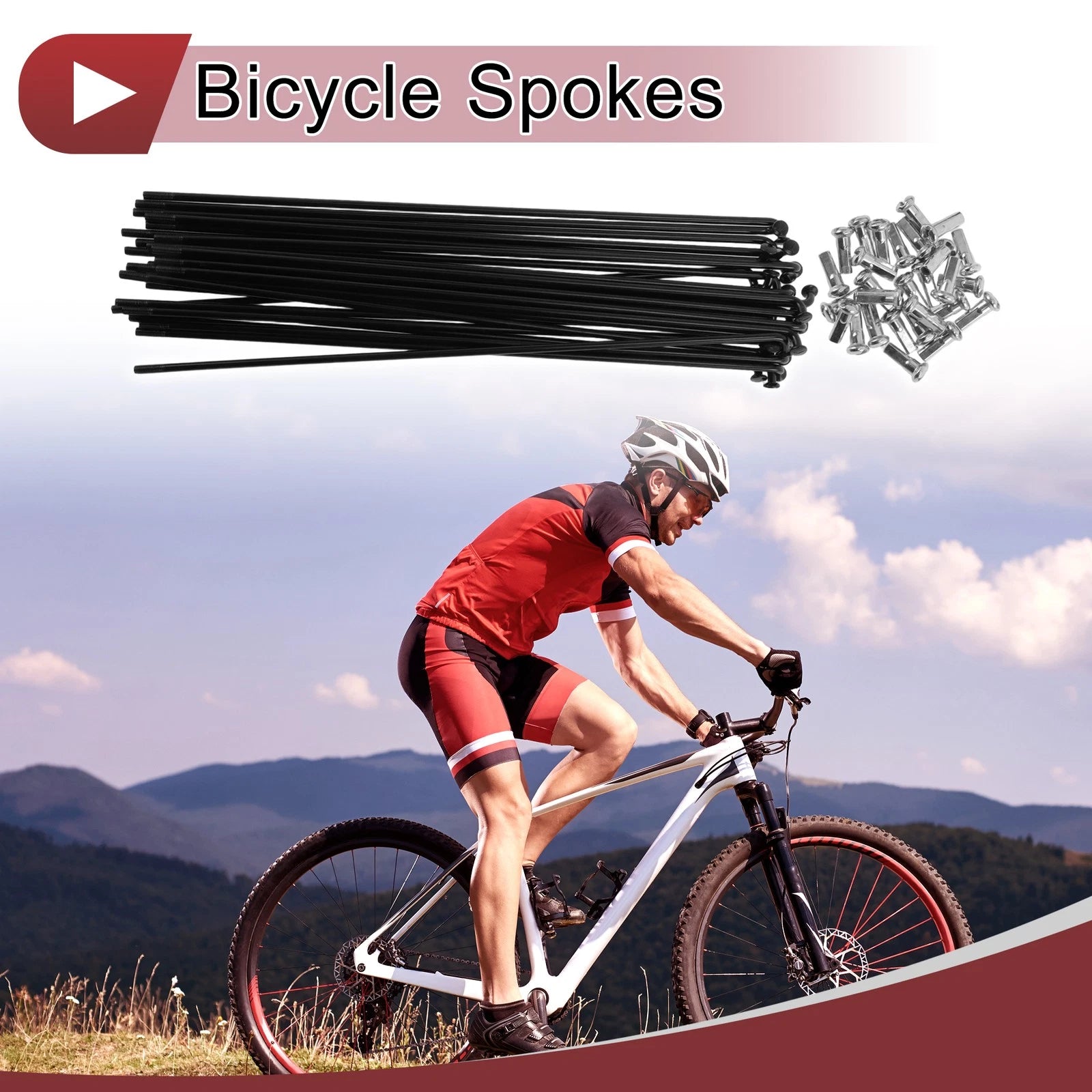Bicycle Spoke 195 mm Carbon Steel Replacement Set for 12G Wheel (—)