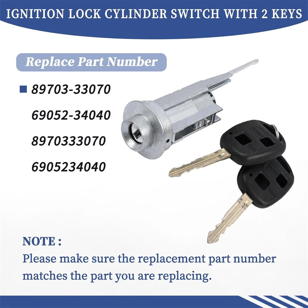 Ignition Lock Cylinder Switch for Toyota (2 Keys) 69052-34040, 89703-33070