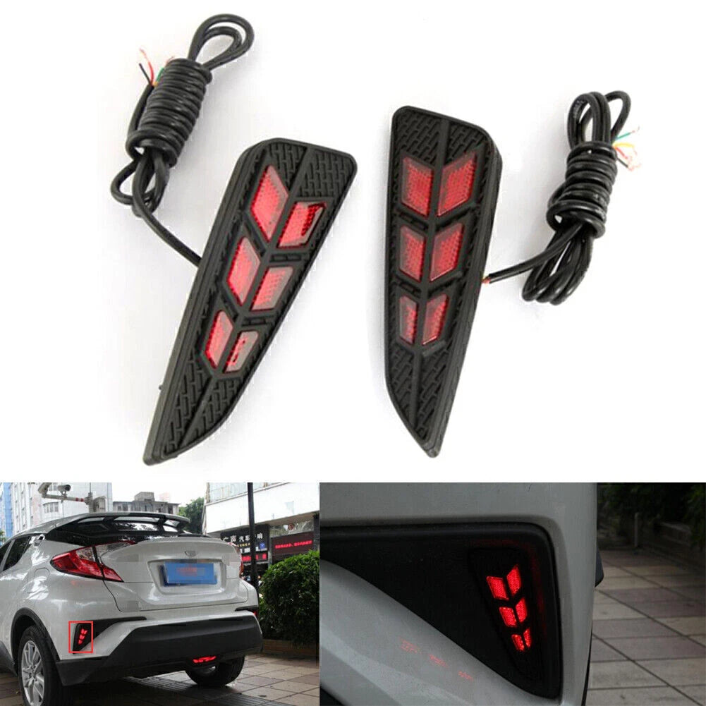 Pair LED Rear Bumper Reflector Brake Tail Light for Toyota C-HR (2018)