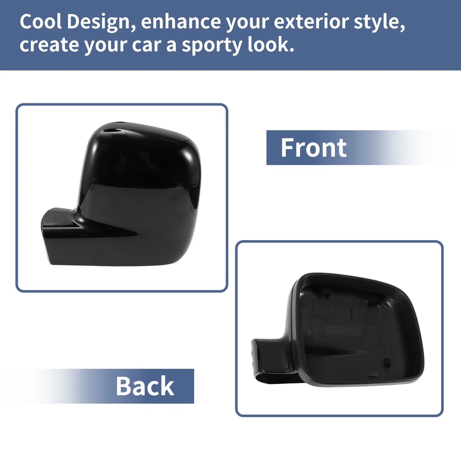 Left Right Mirror Cover Cap Replacement Gloss Black for Volkswagen Transporter (2005–2021)