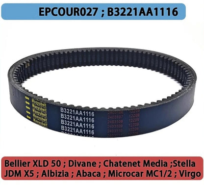 Drive Belt for Codlice EPCOUR027 Bellier XLD 50 Stella JDM X5