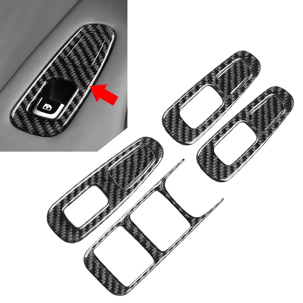 4pcs Window Lift Switch Button Panel Cover Trim For Kia Stinger 2018-2023