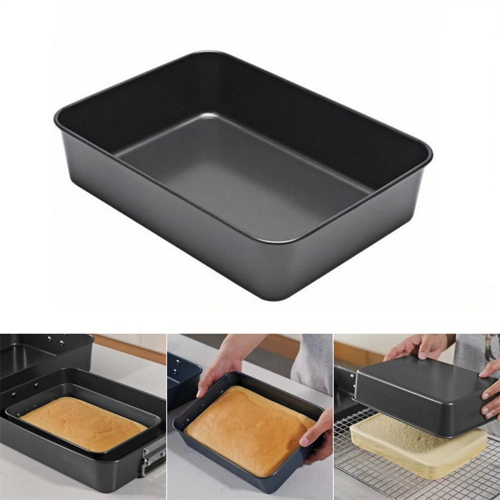 Deep Black Carbon Steel Baking Pan for Brownies Cakes Casseroles (26x19x6cm)