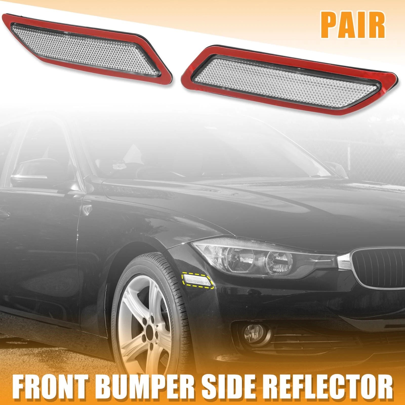 Pair Front Bumper Reflector Replacement for BMW F30 F31 3-Series (2013–2015)