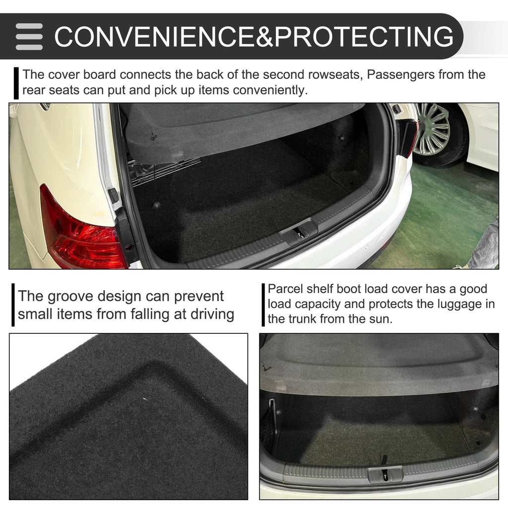 Parcel Shelf Boot Load Cover for Volkswagen T-Roc 2017–2022 Cargo Board Black
