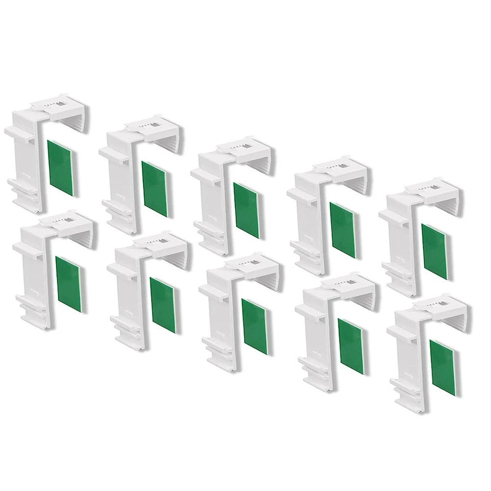 Set of 10 Binder Holders for Double Roller Blinds - White Plastic