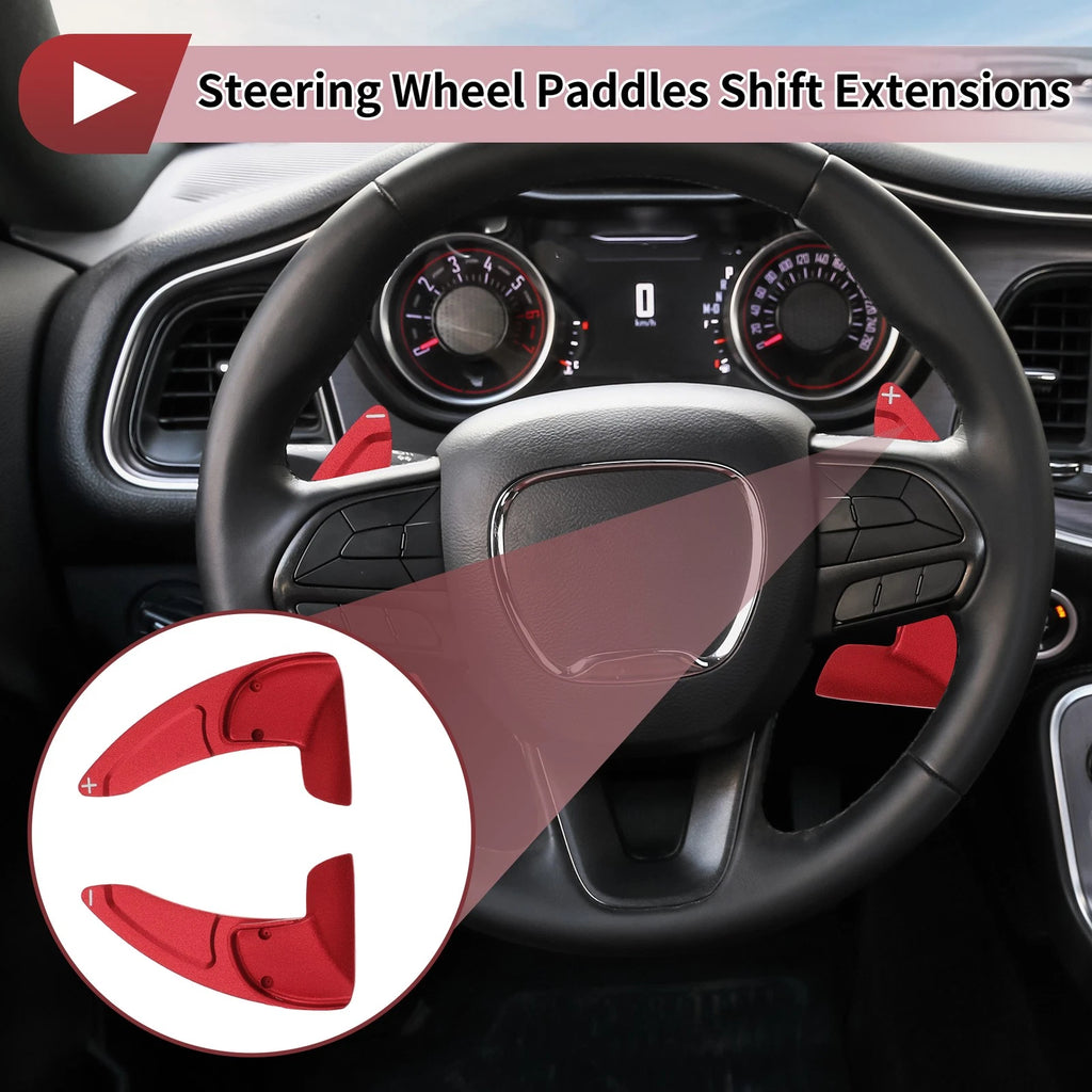 Steering Wheel Shift Extensions Aluminum Red for Dodge Challenger (2008–2023)