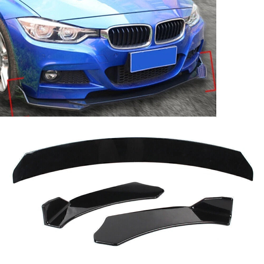 Front Bumper Lip Chin Spoiler Splitter for Universal Fit (Glossy Black)