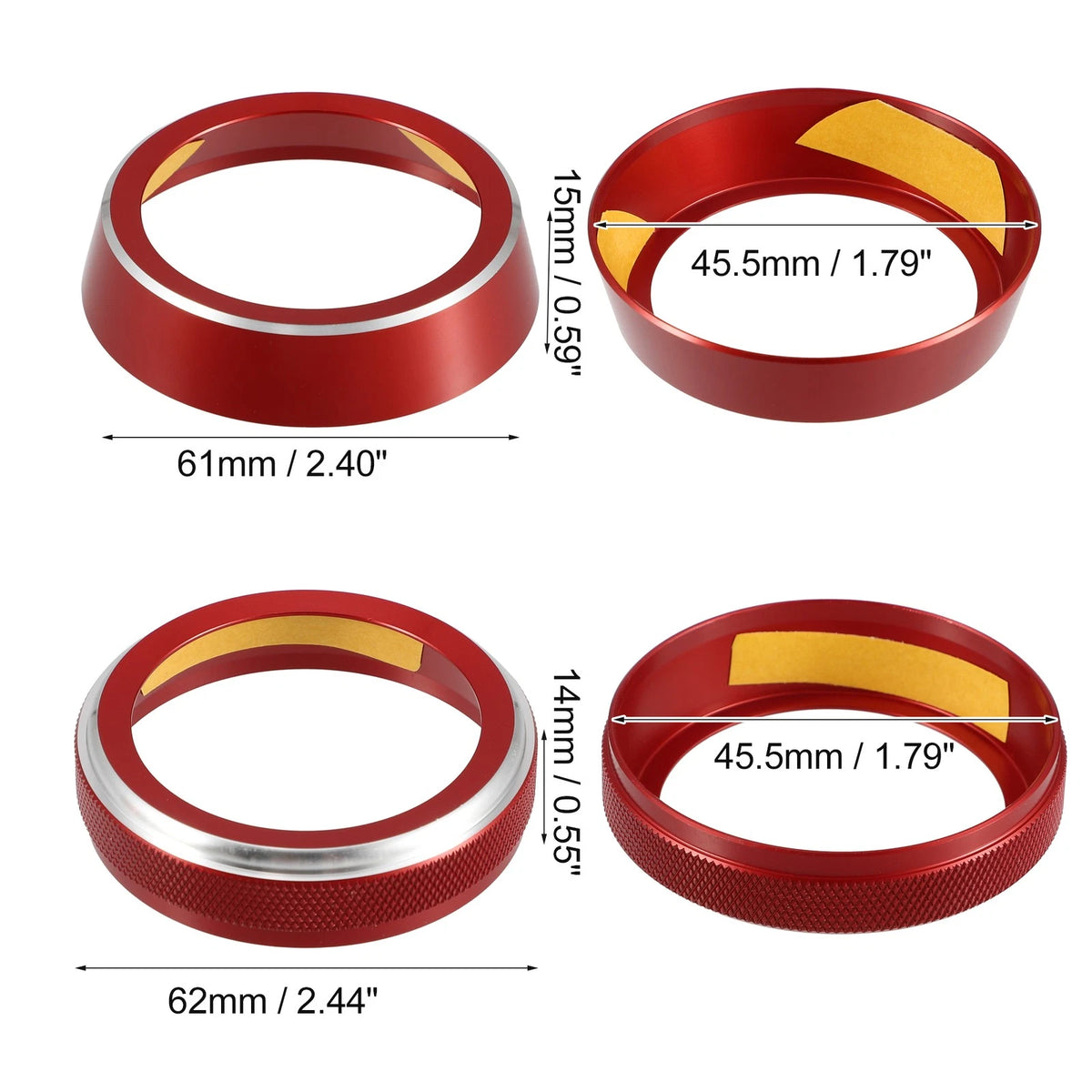 3 Pcs Air Conditioner Switch Knob Cover Ring for Suzuki Jimny JB64W (2018–2023) Red