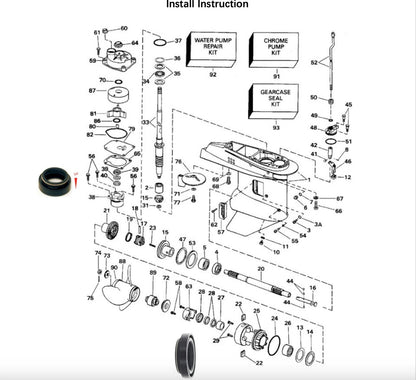 Lower Unit Seal Kit for Johnson/Evinrude 35-50 HP Outboard (0433550)