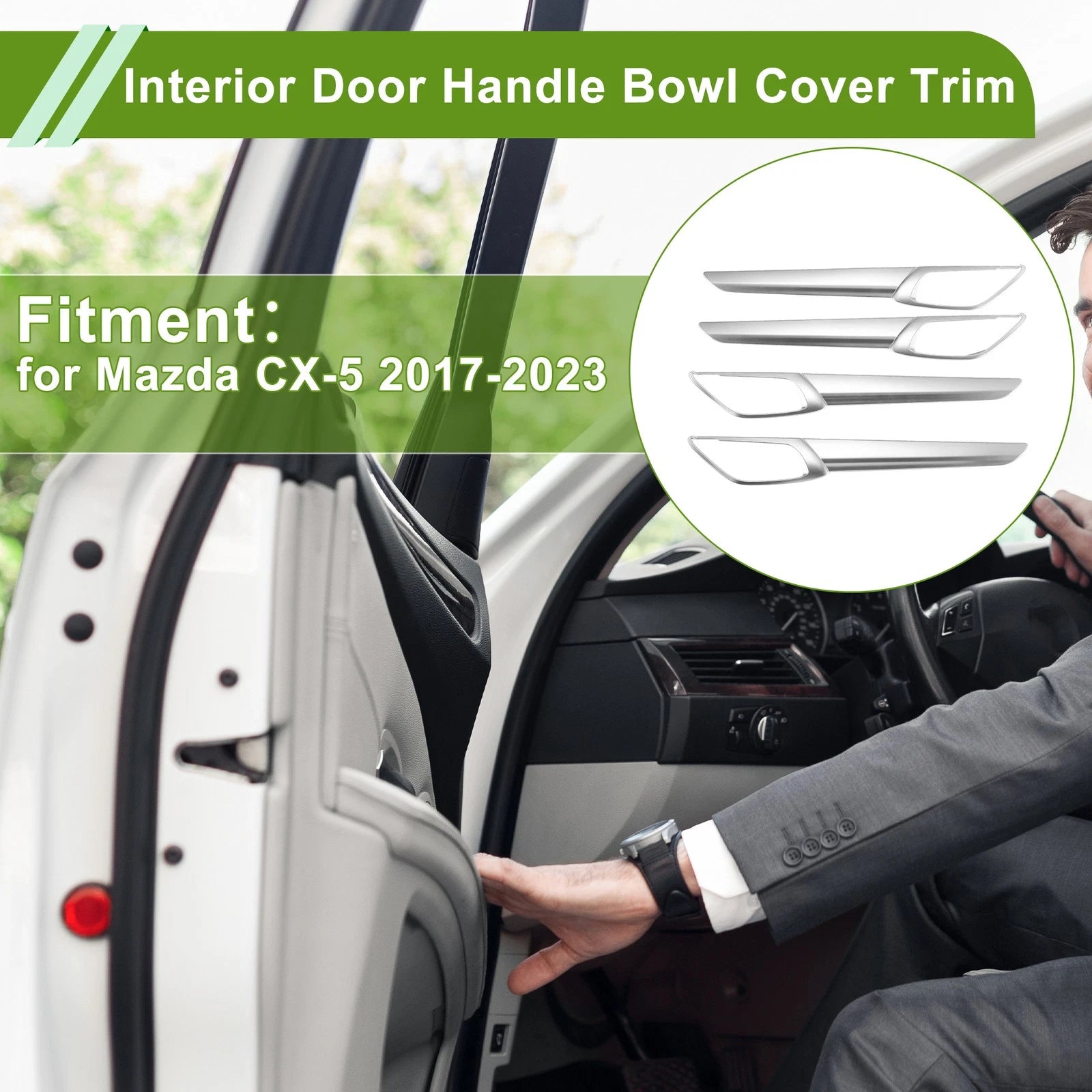 Interior Door Handle Bowl Cover Trim Plating ABS for Mazda CX-5 (2017–2023)