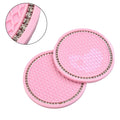 2X Car Coasters Pad for Universal Cup Holder (Rhinestone, Pink)