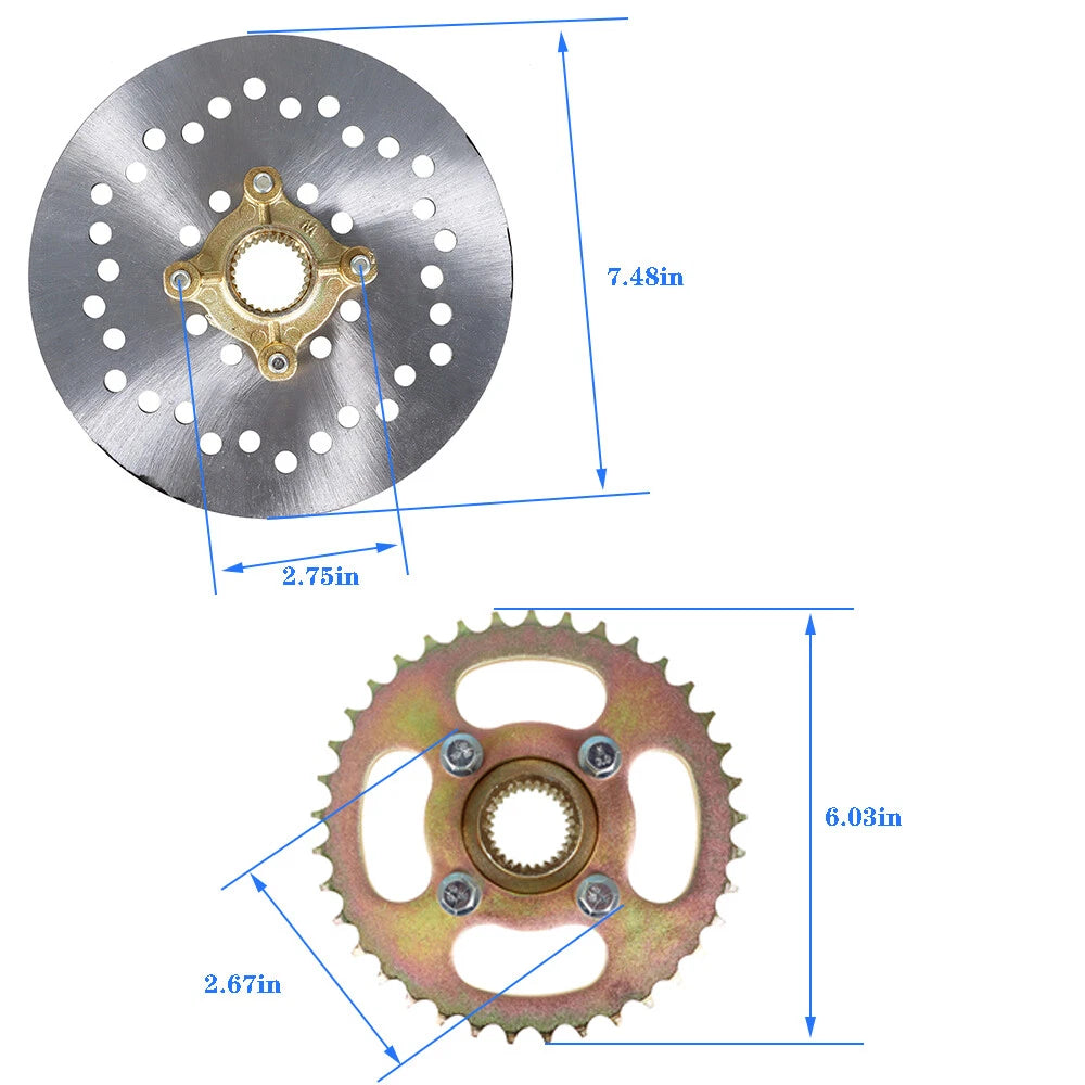 1.2" x 32" Live Rear Axle Kit for Go Kart ATV (Without Brake Cable & Chain)