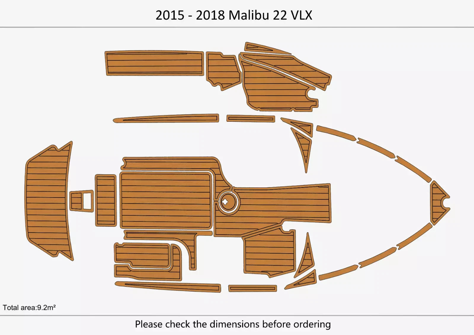 EVA Foam Teak Deck Flooring Mat for Malibu 22 VLX (2015–2018)