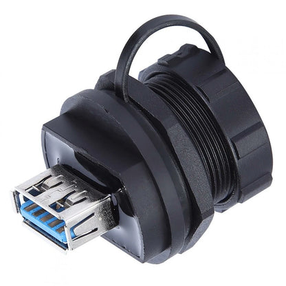 USB 3.0 Type A Female Socket Panel Mount Adapter Connector with Cap