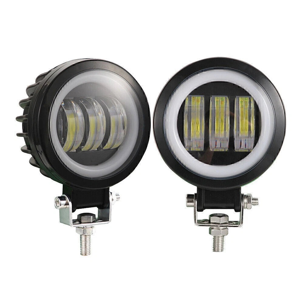 2X Round LED Work Light Bar for Motorcycle (12V 24V)