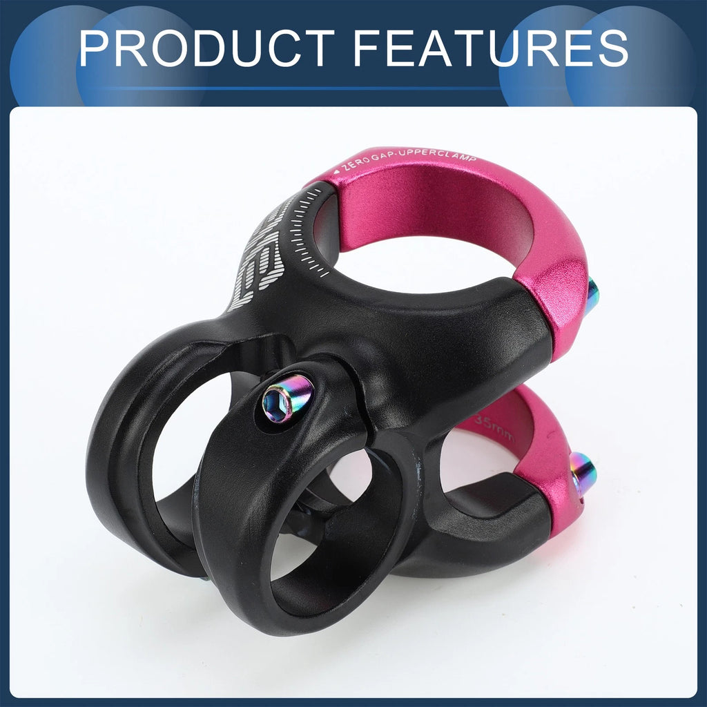 Bicycle Handlebar Stem 35mm Front 40mm 0 Degree Rise for Black Pink (—)