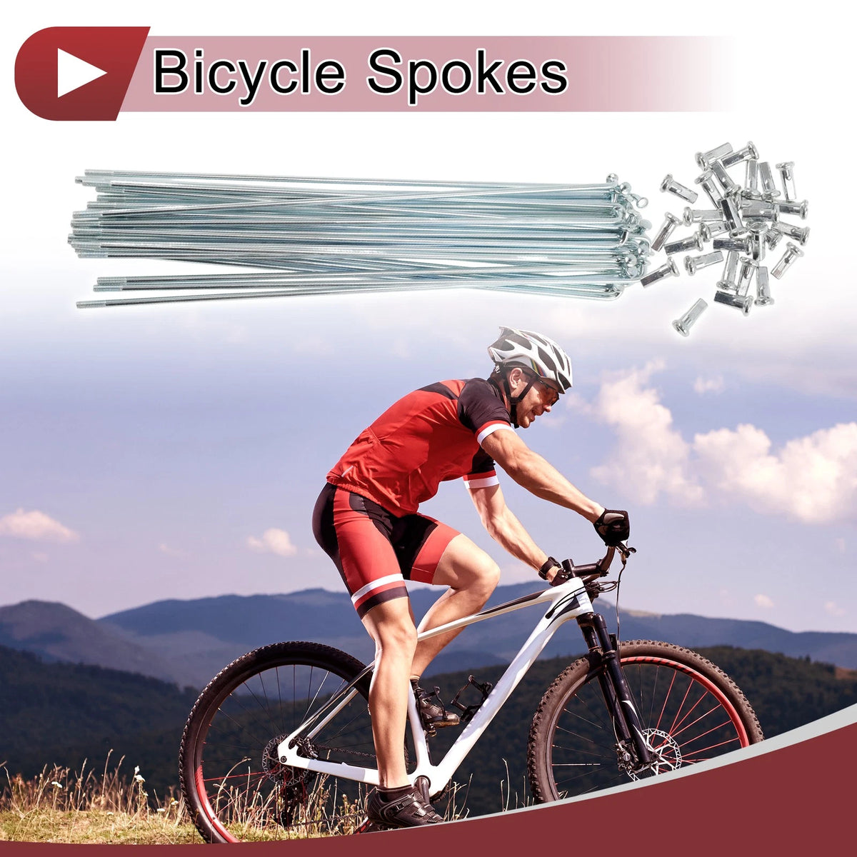 Bicycle Wheel Spoke 190 mm Carbon Steel Galvanized for 12G Bike (190–190)