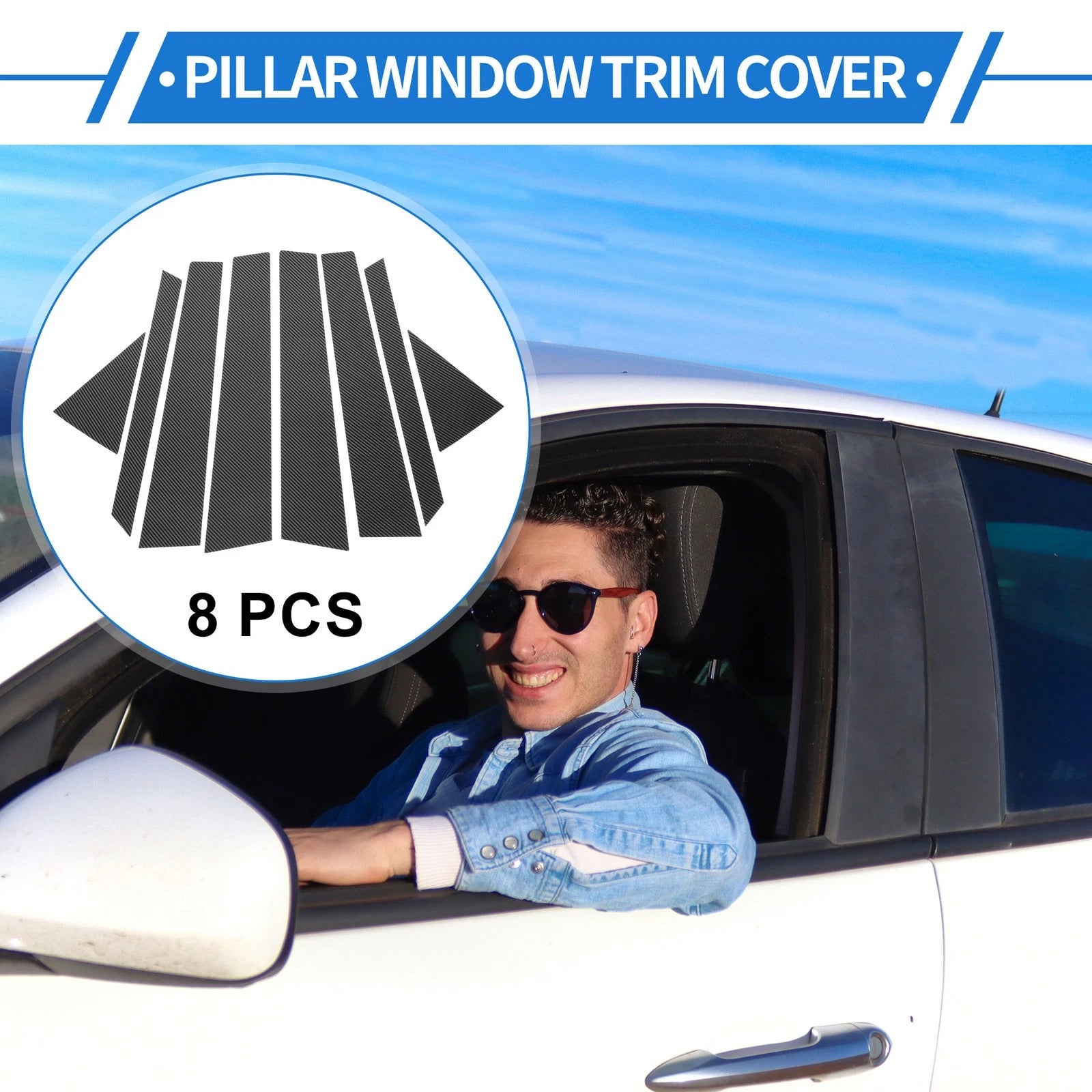 8pcs Door Pillar Window Trim Replacement for Hyundai Tucson (2016–2018)