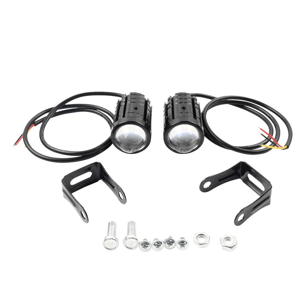 2X Headlight Fog Lamp for Motorcycle UTV ATV (Hi-Lo Beam, White)