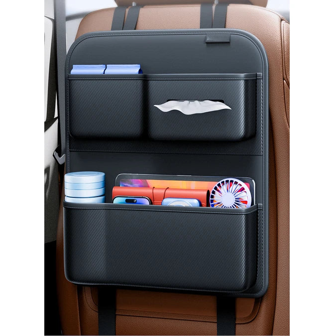 Car Seat Back Organizer for Universal Fit (Waterproof Leather, Multi-Purpose)