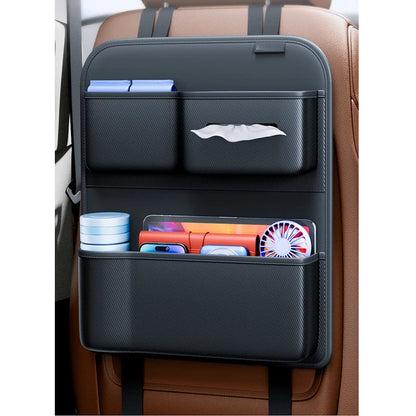 Car Seat Back Organizer for Universal Fit (Waterproof Leather, Multi-Purpose)