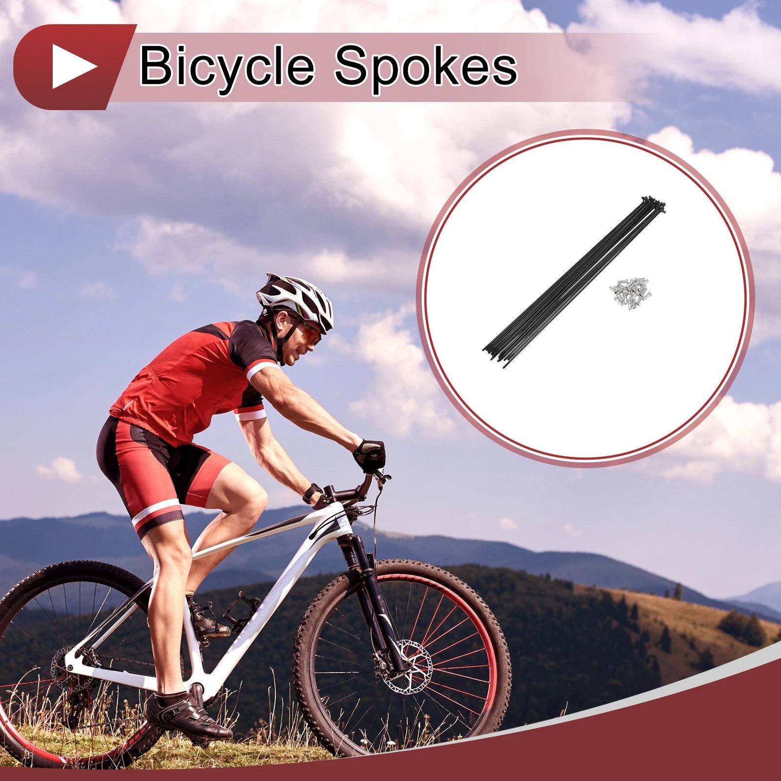 Bicycle Spokes Set 277mm Stainless Steel for 13G Black Wheels (—)