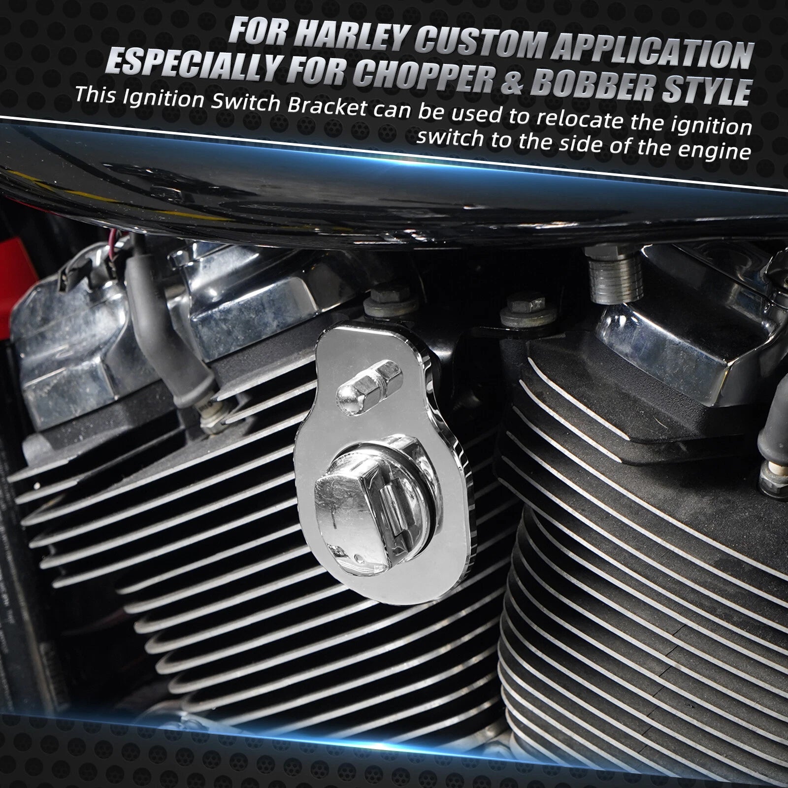 Chromed Ignition Switch Relocation Bracket for Harley Street Glide (2014–2023)